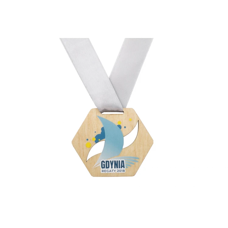 UV Print Wooden Medal - Marina - size: 79x66mm - MGR060