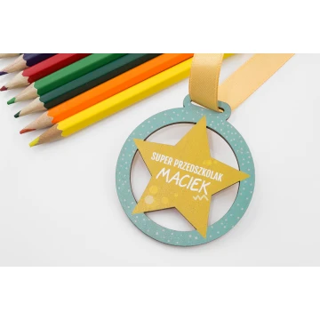 UV Print Wooden Medal - Super Preschooler - diameter: 60mm - MGR057