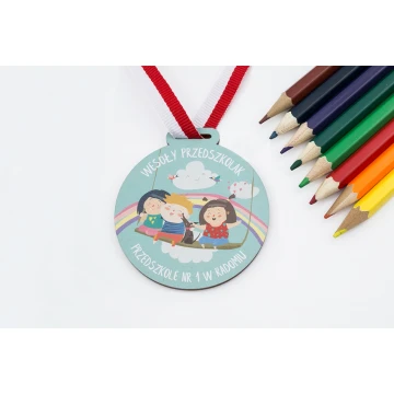 UV Print Wooden Medal - Happy Preschooler - diameter: 60mm - MGR058