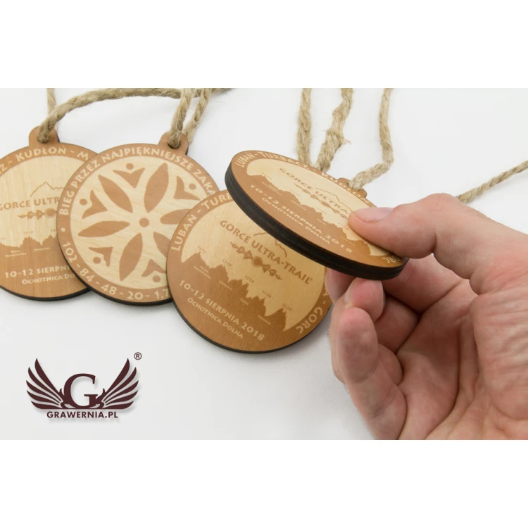 Wooden Medal Mountain Trail - diam. 80mm - thick. 5mm - UV print - MGR027