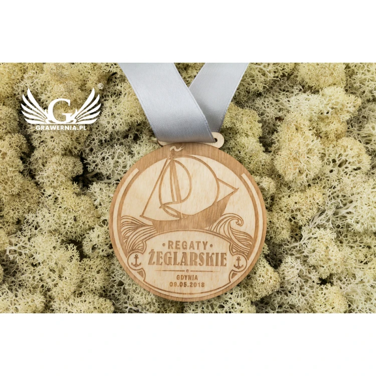 Laser Engraved Wooden Medal - Diameter: 80mm - Thickness: 3mm - MGR031