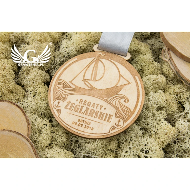 Laser Engraved Wooden Medal - Diameter: 80mm - Thickness: 3mm - MGR031