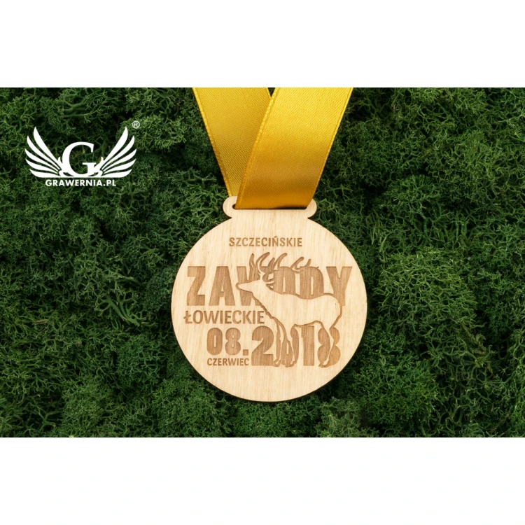 Laser Engraved Wooden Medal - Diameter: 70mm - Thickness: 3mm - MGR032