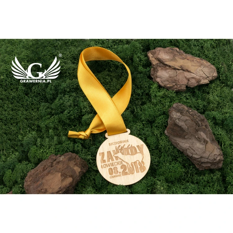Laser Engraved Wooden Medal - Diameter: 70mm - Thickness: 3mm - MGR032