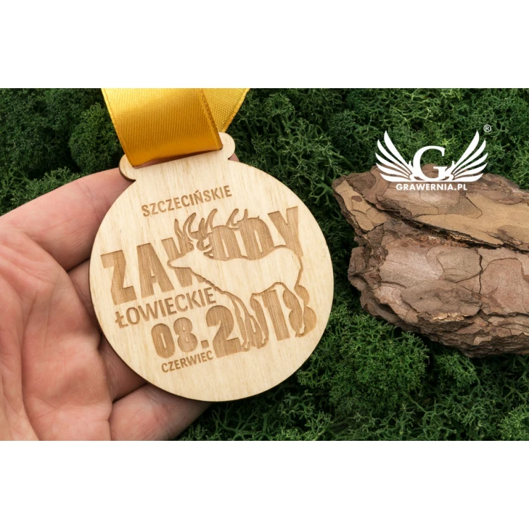 Laser Engraved Wooden Medal - Diameter: 70mm - Thickness: 3mm - MGR032