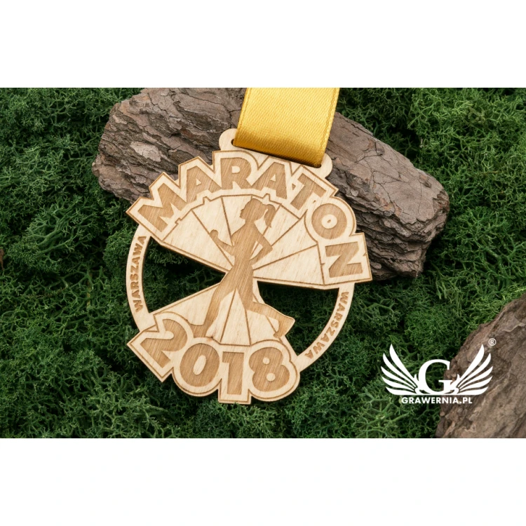 Laser Engraved Wooden Medal - dimensions: 75x74mm - thickness: 3mm - MGR034