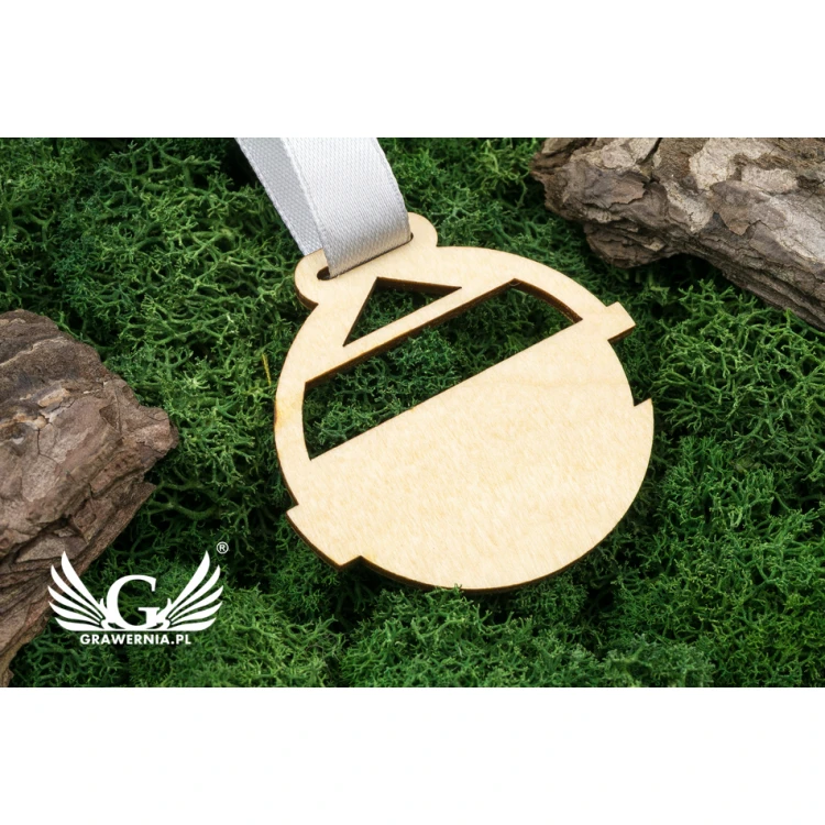 Laser Engraved Wooden Medal - dimensions: 55x50mm - thickness: 3mm - MGR036