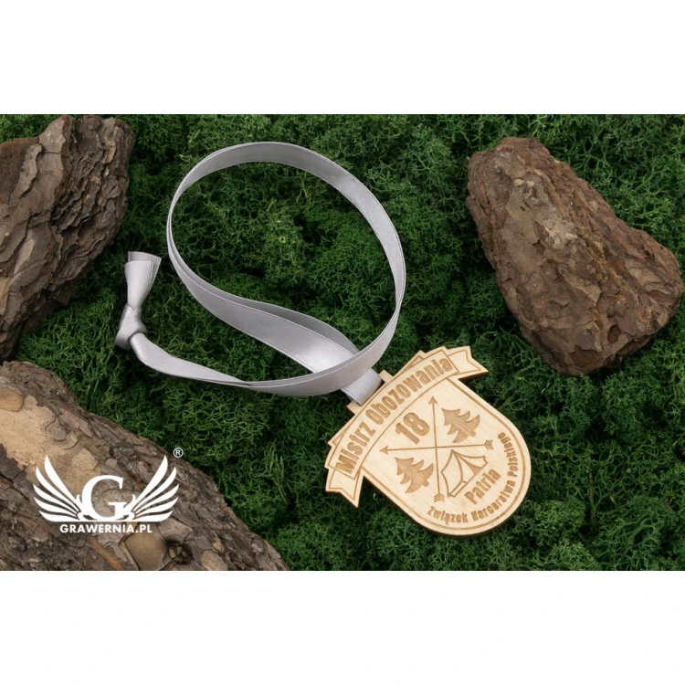 Laser Engraved Wooden Medal - dimensions: 70x62mm - thickness: 3mm - MGR038