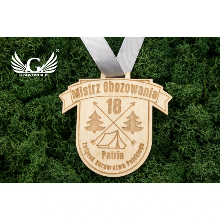 Laser Engraved Wooden Medal - dimensions: 70x62mm - thickness: 3mm - MGR038