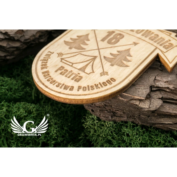 Laser Engraved Wooden Medal - dimensions: 70x62mm - thickness: 3mm - MGR038