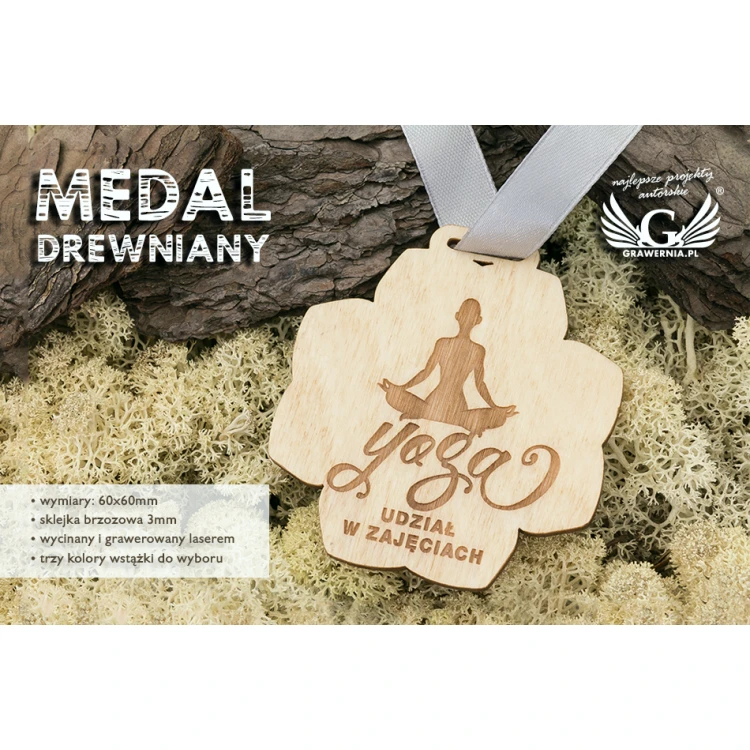 Laser Engraved Wooden Medal - dimensions: 62x62mm - thickness: 3mm - MGR039