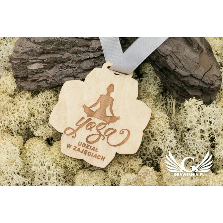 Laser Engraved Wooden Medal - dimensions: 62x62mm - thickness: 3mm - MGR039