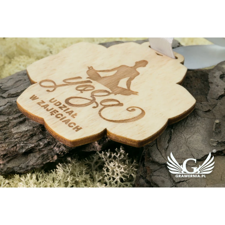 Laser Engraved Wooden Medal - dimensions: 62x62mm - thickness: 3mm - MGR039