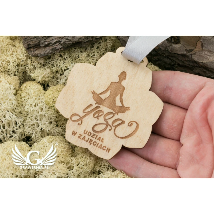 Laser Engraved Wooden Medal - dimensions: 62x62mm - thickness: 3mm - MGR039
