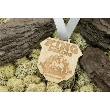 Laser Engraved Wooden Medal - dimensions: 60x58mm - thickness: 3mm - MGR040