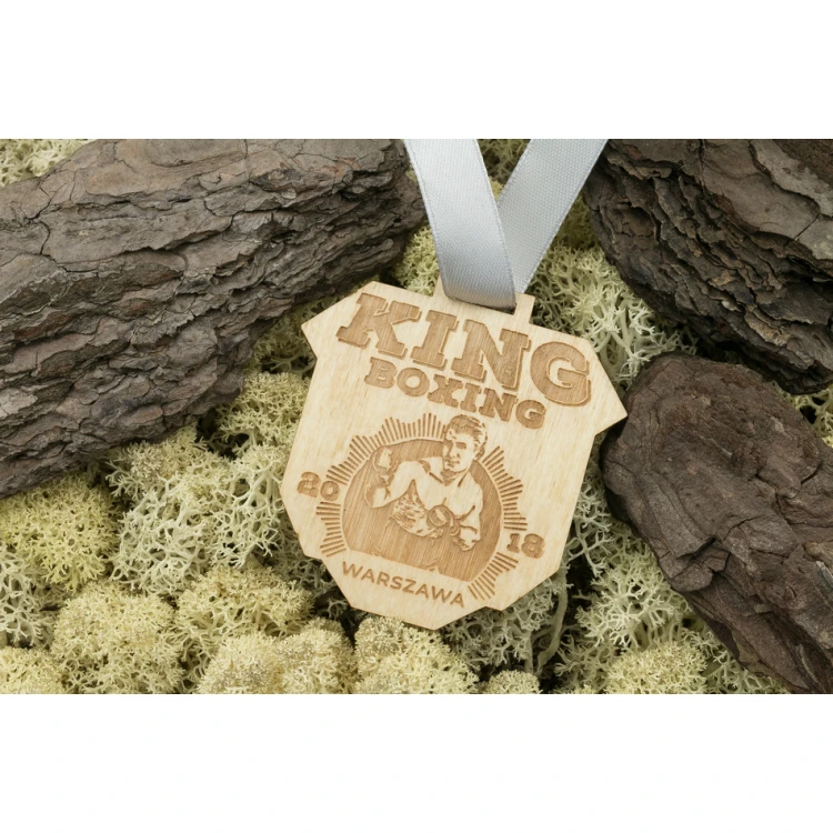 Laser Engraved Wooden Medal - dimensions: 60x58mm - thickness: 3mm - MGR040