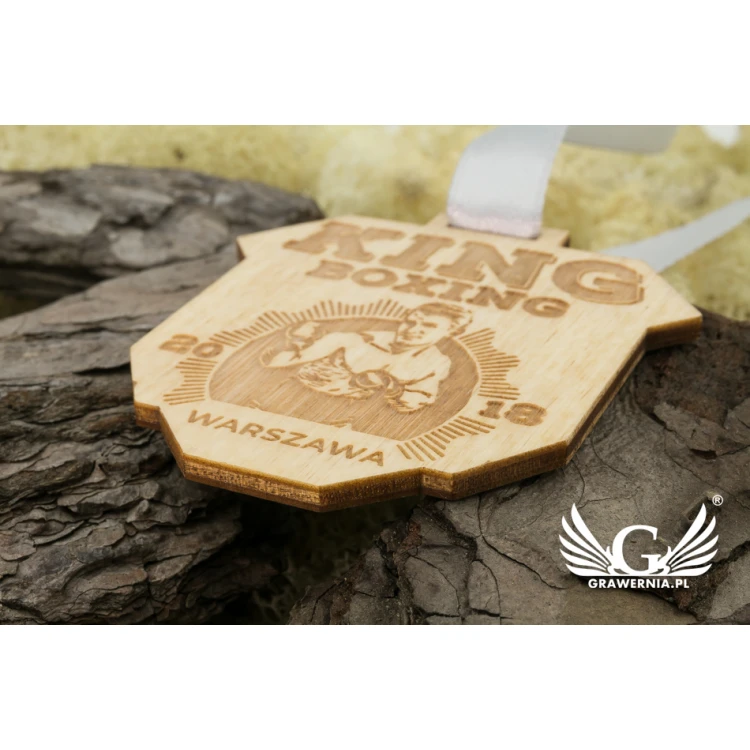 Laser Engraved Wooden Medal - dimensions: 60x58mm - thickness: 3mm - MGR040