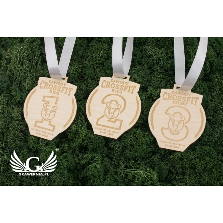 Laser Engraved Wooden Medal - dimensions: 60x58mm - thickness: 3mm - MGR040