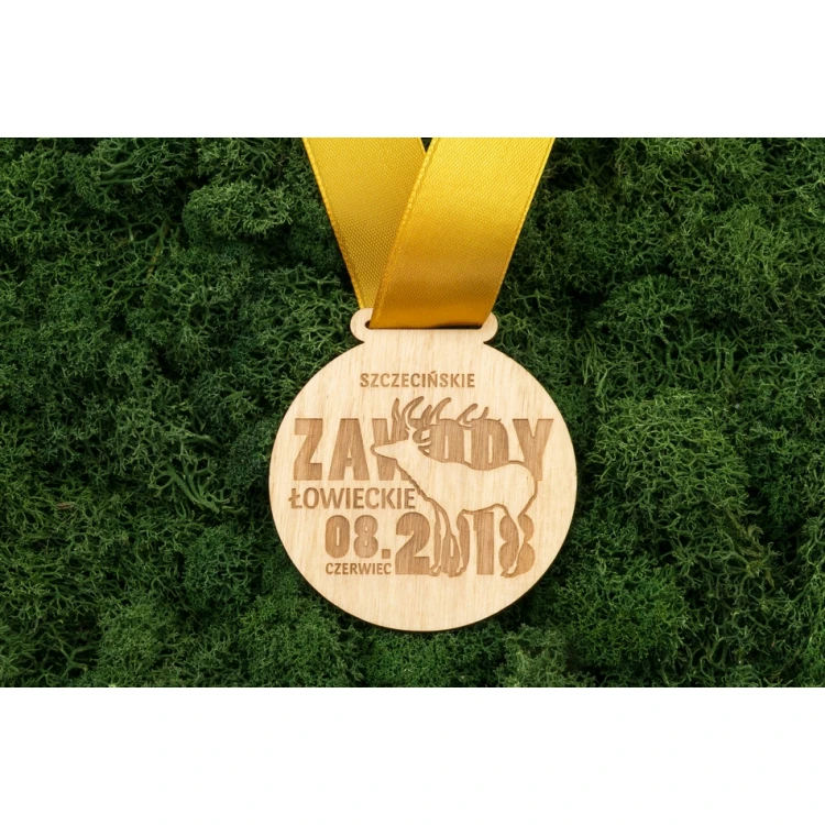 Laser Engraved Wooden Medal - Diameter: 70mm - Thickness: 3mm - MGR032