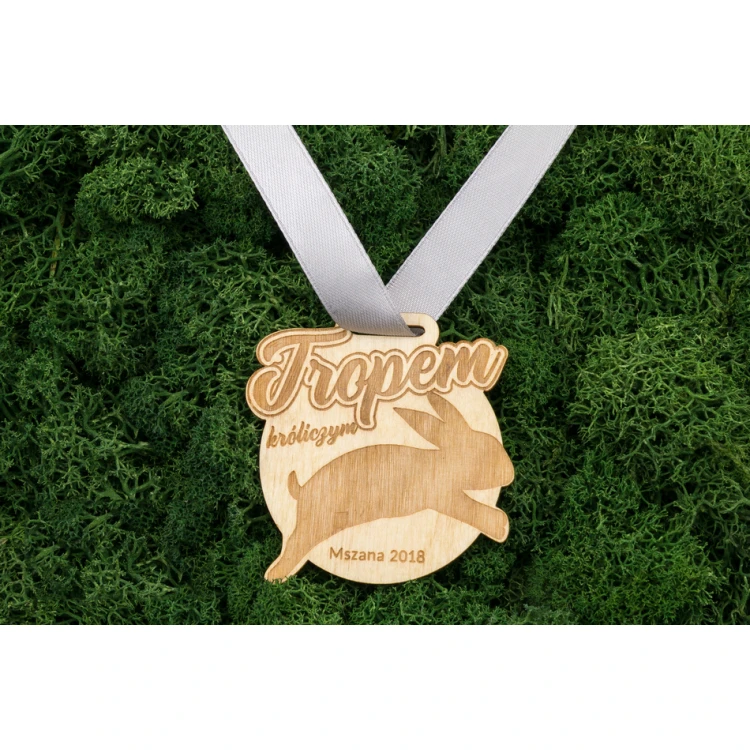 Laser Engraved Wooden Medal - dimensions: 56x54mm - thickness: 3mm - MGR037