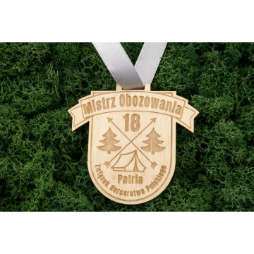 Laser Engraved Wooden Medal - dimensions: 70x62mm - thickness: 3mm - MGR038