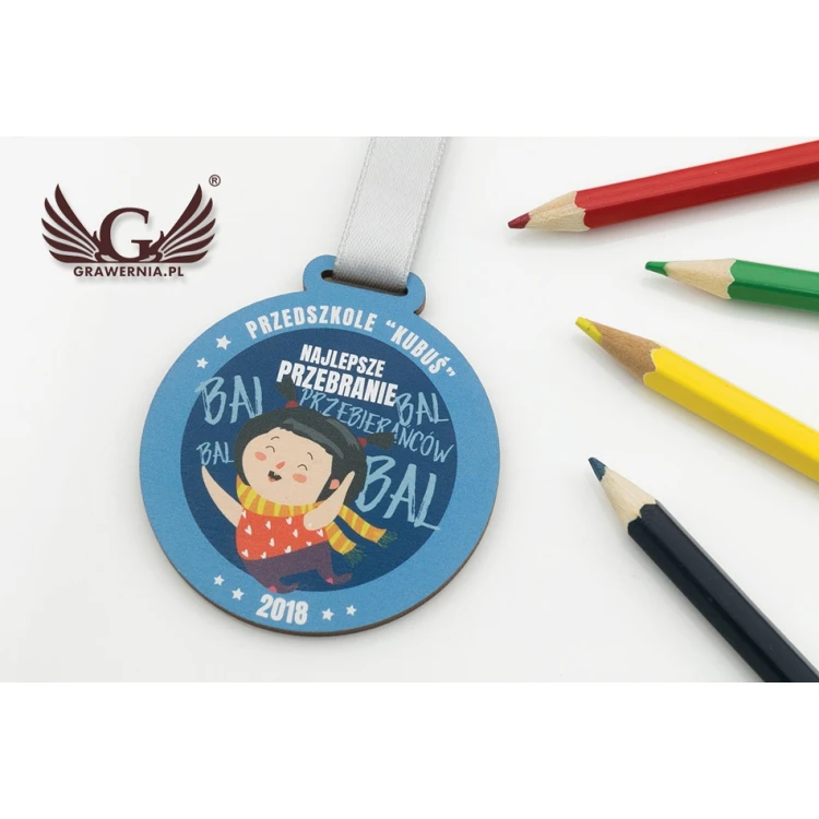Wooden Medal UV Print - Costume Ball - diameter: 60mm - MGR059