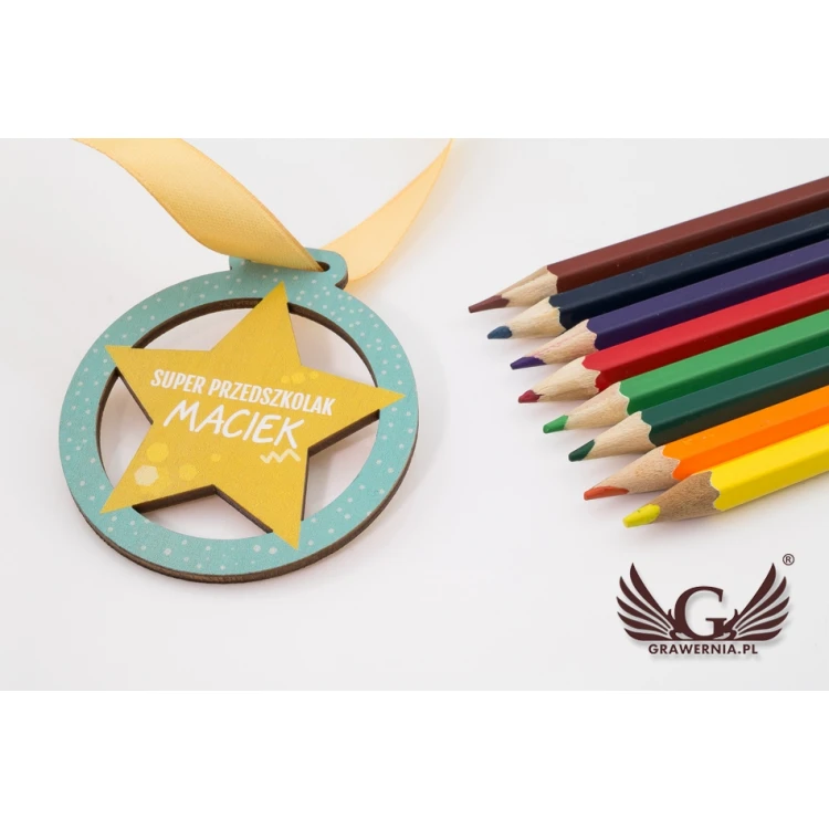UV Print Wooden Medal - Super Preschooler - diameter: 60mm - MGR057