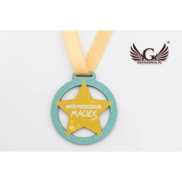 UV Print Wooden Medal - Super Preschooler - diameter: 60mm - MGR057
