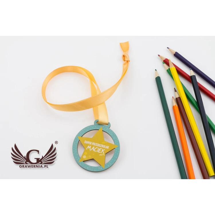 UV Print Wooden Medal - Super Preschooler - diameter: 60mm - MGR057