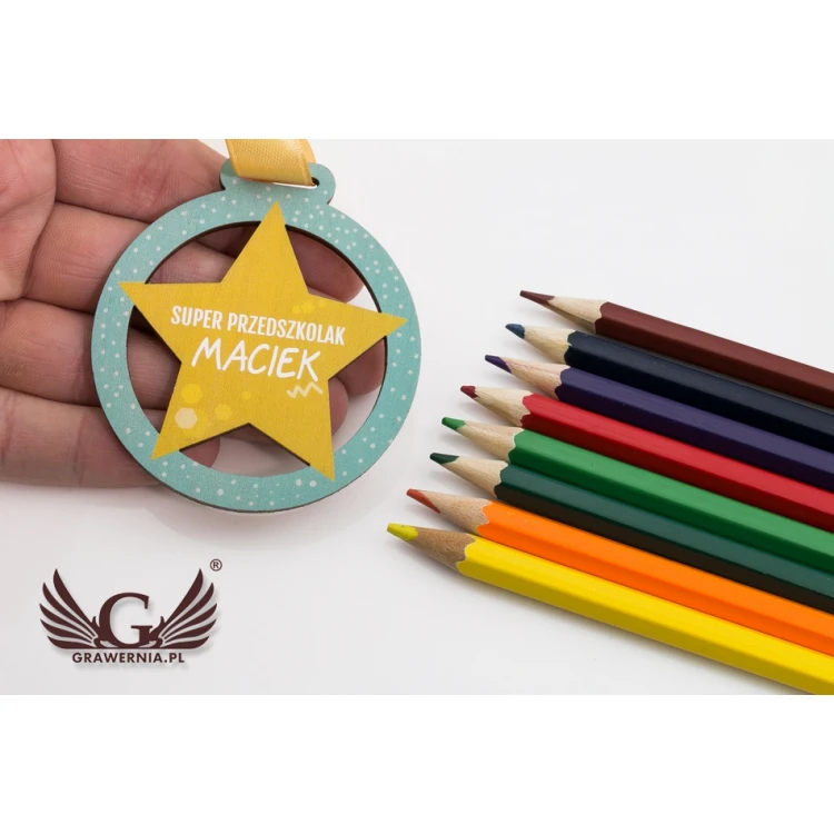 UV Print Wooden Medal - Super Preschooler - diameter: 60mm - MGR057