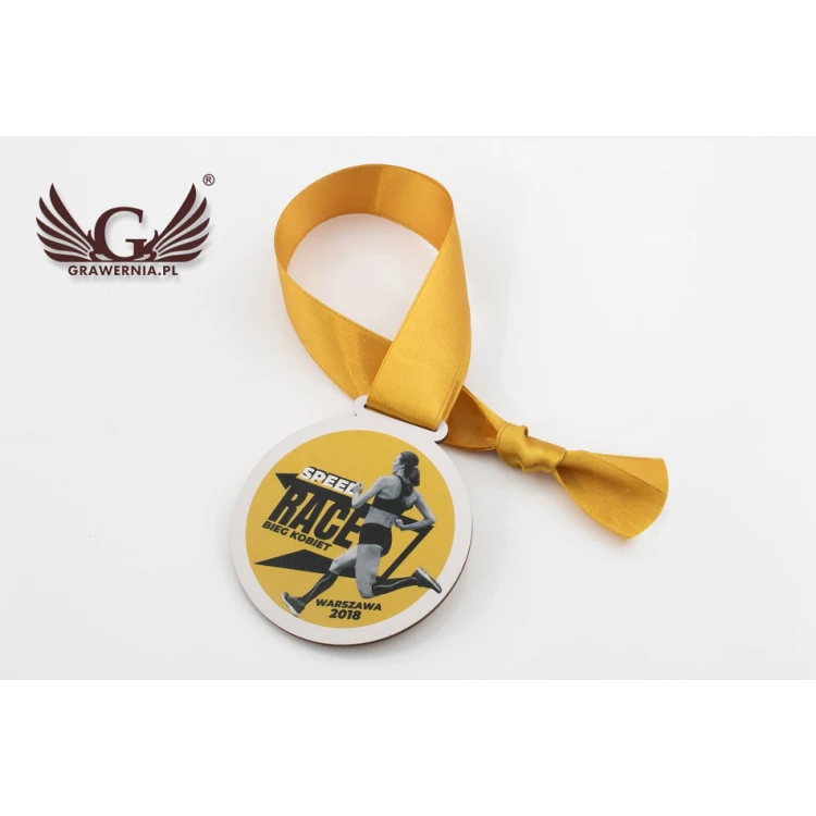 Wooden Medal UV Print - Speed Race - Diameter: 80mm - MGR053