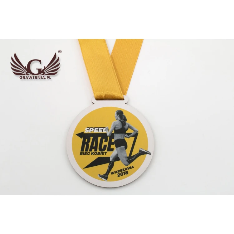 Wooden Medal UV Print - Speed Race - Diameter: 80mm - MGR053