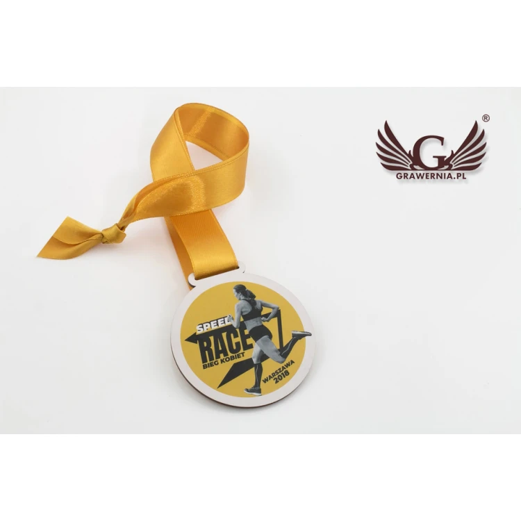 Wooden Medal UV Print - Speed Race - Diameter: 80mm - MGR053