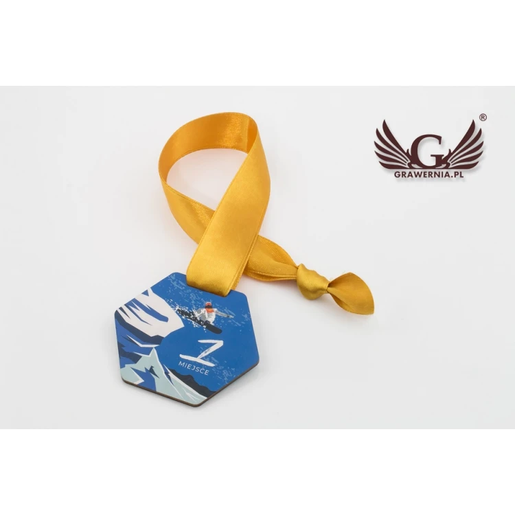 UV Print Wooden Medal - Winter Sport - dimensions: 79x66mm - MGR061
