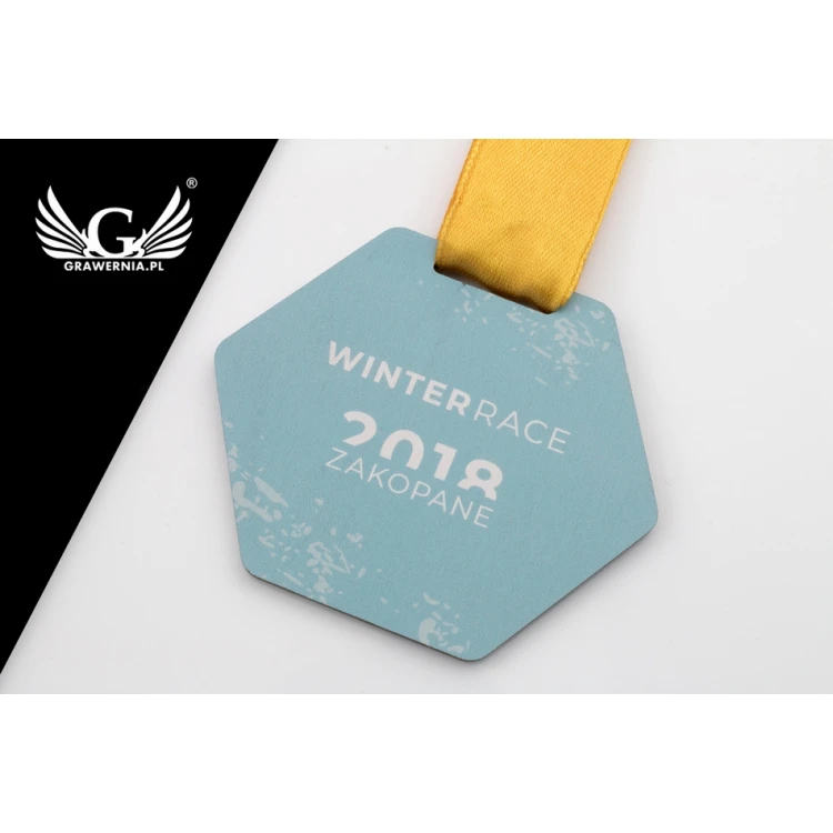 UV Print Wooden Medal - Winter Sport - dimensions: 79x66mm - MGR061