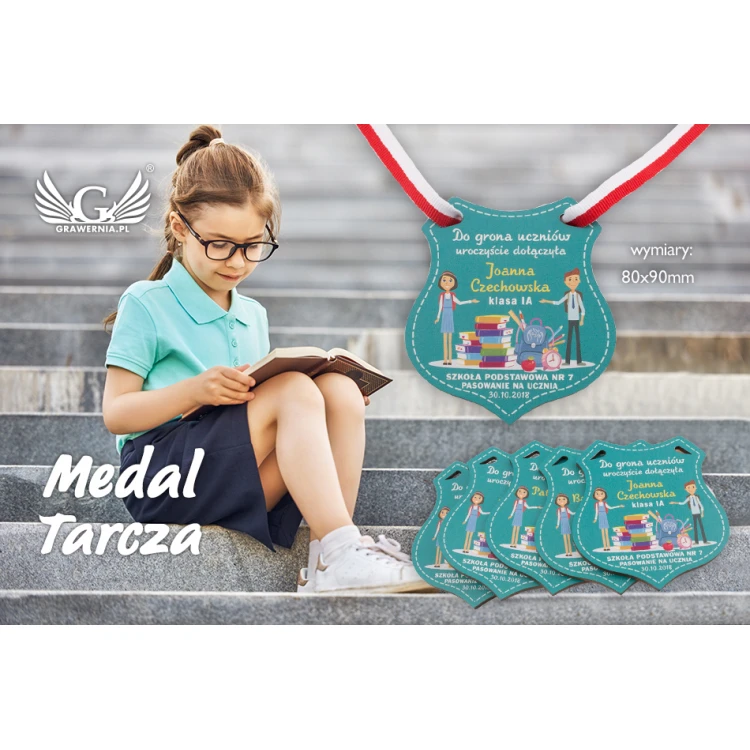 Wooden Shield Medal - School Enrollment Ceremony - size 80x90mm - UV print - MGR026