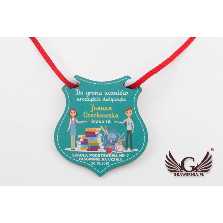 Wooden Shield Medal - School Enrollment Ceremony - size 80x90mm - UV print - MGR026