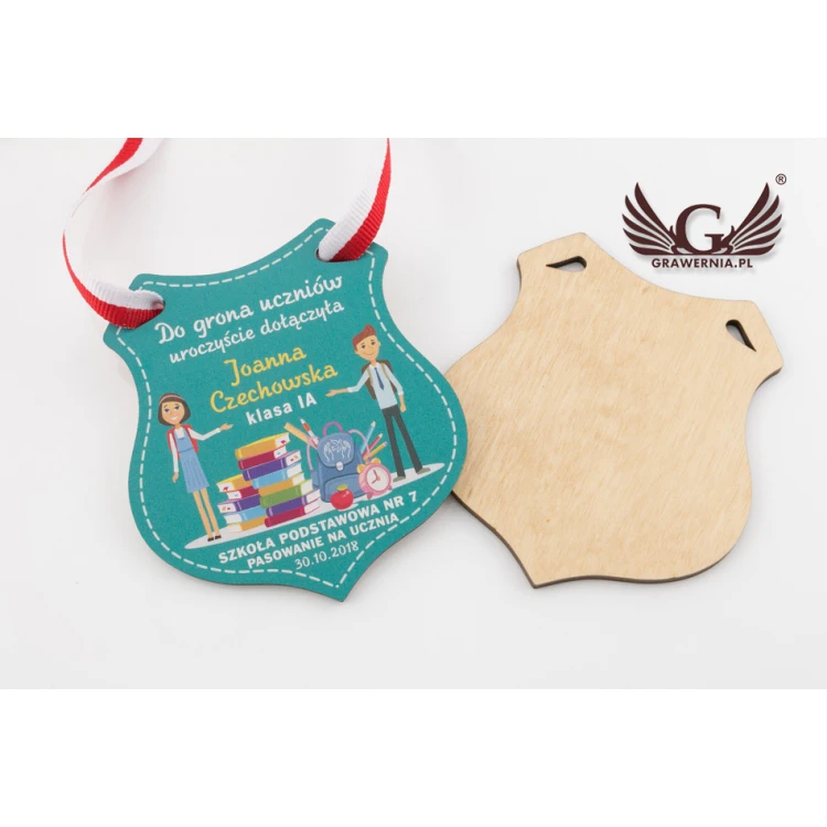 Wooden Shield Medal - School Enrollment Ceremony - size 80x90mm - UV print - MGR026