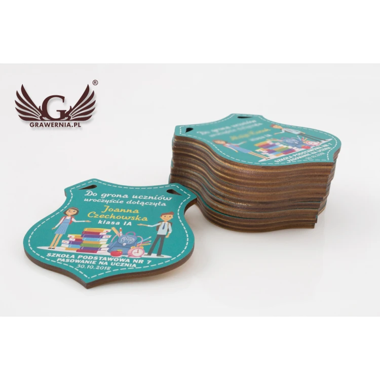 Wooden Shield Medal - School Enrollment Ceremony - size 80x90mm - UV print - MGR026