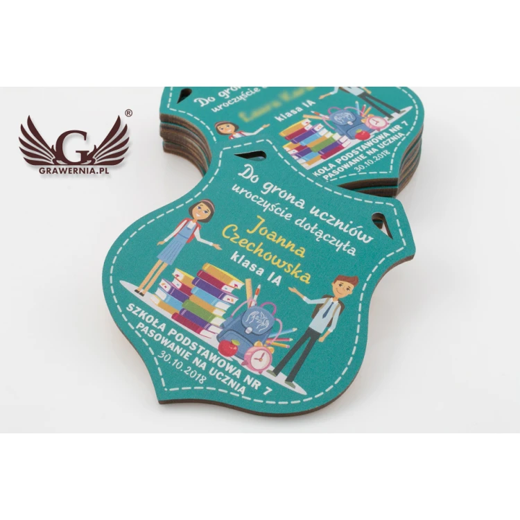 Wooden Shield Medal - School Enrollment Ceremony - size 80x90mm - UV print - MGR026