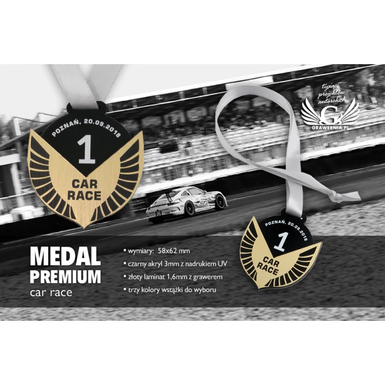 Premium Medal - Car Race - dimensions: 58x62mm - MGR070