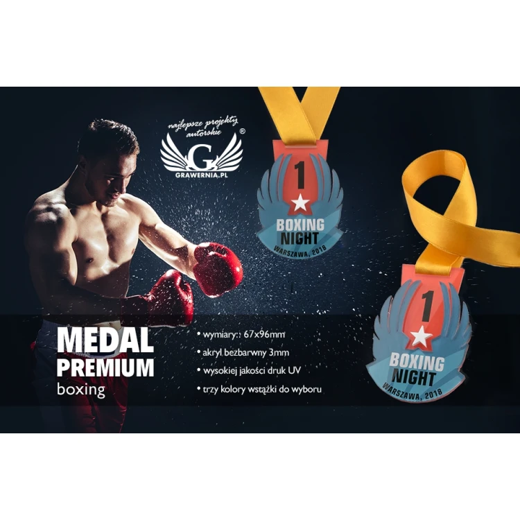 Premium Medal - Boxing - dimensions: 67x96mm - MGR072
