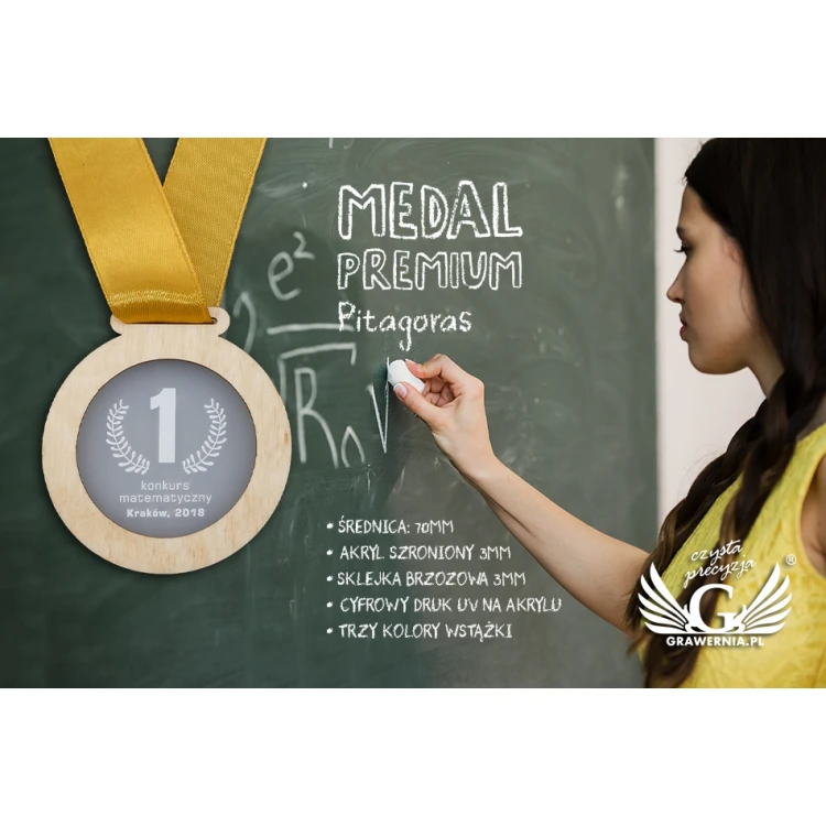 Premium Medal - Pythagoras - diameter: 70mm - UV print - MGR063
