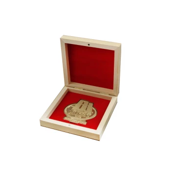 Brass Medal in Wooden Case with Engraving - Diameter 70mm
