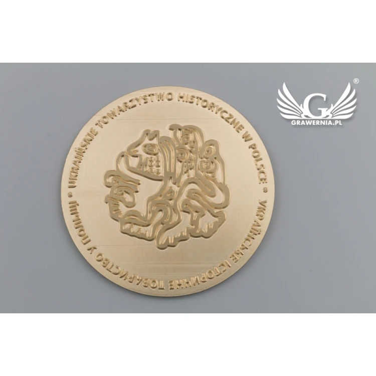 Brass Medal in Wooden Case with Engraving - Diameter 70mm