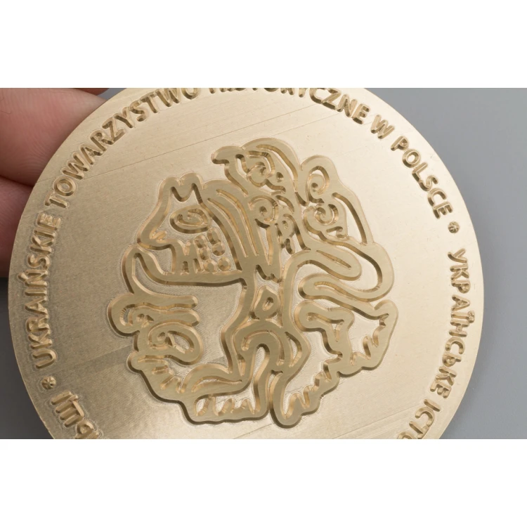Brass Medal in Wooden Case with Engraving - Diameter 70mm