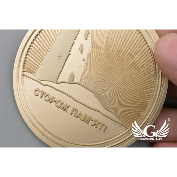 Brass Medal in Wooden Case with Engraving - Diameter 70mm