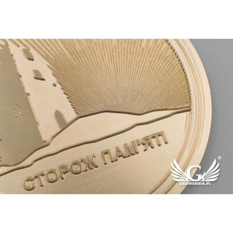 Brass Medal in Wooden Case with Engraving - Diameter 70mm