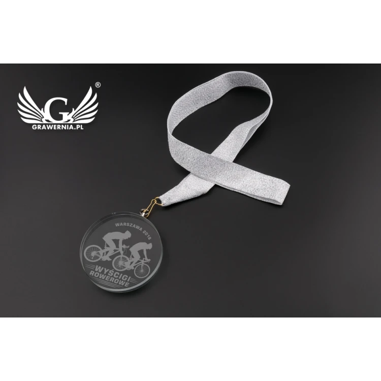Mild Glass Medal with any engraving and case - diameter 70mm - MGR082