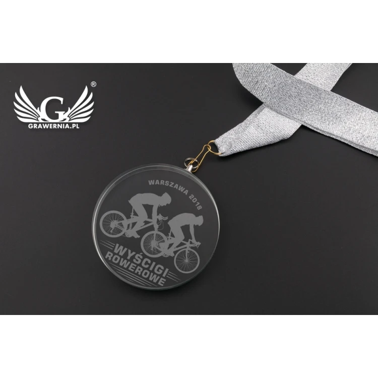 Mild Glass Medal with any engraving and case - diameter 70mm - MGR082